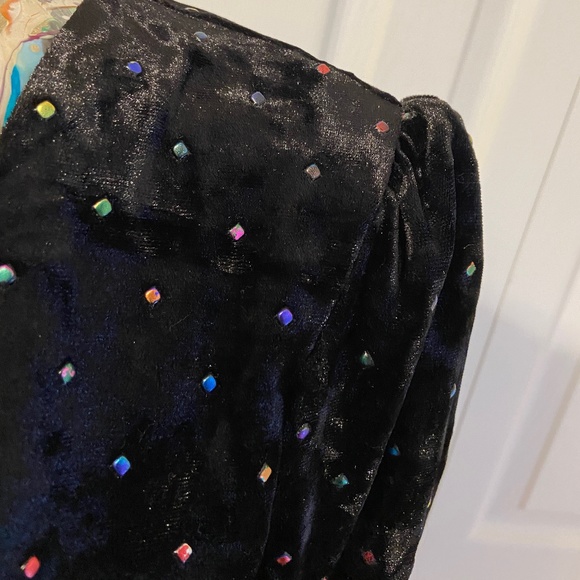 NWOT Topshop Petite Black Velvet Open-Back Dress, Petite size 8 - Picture 13 of 16